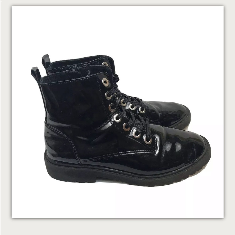 Zara Kids Girls Size 37 Black Patent Ankle Boots
